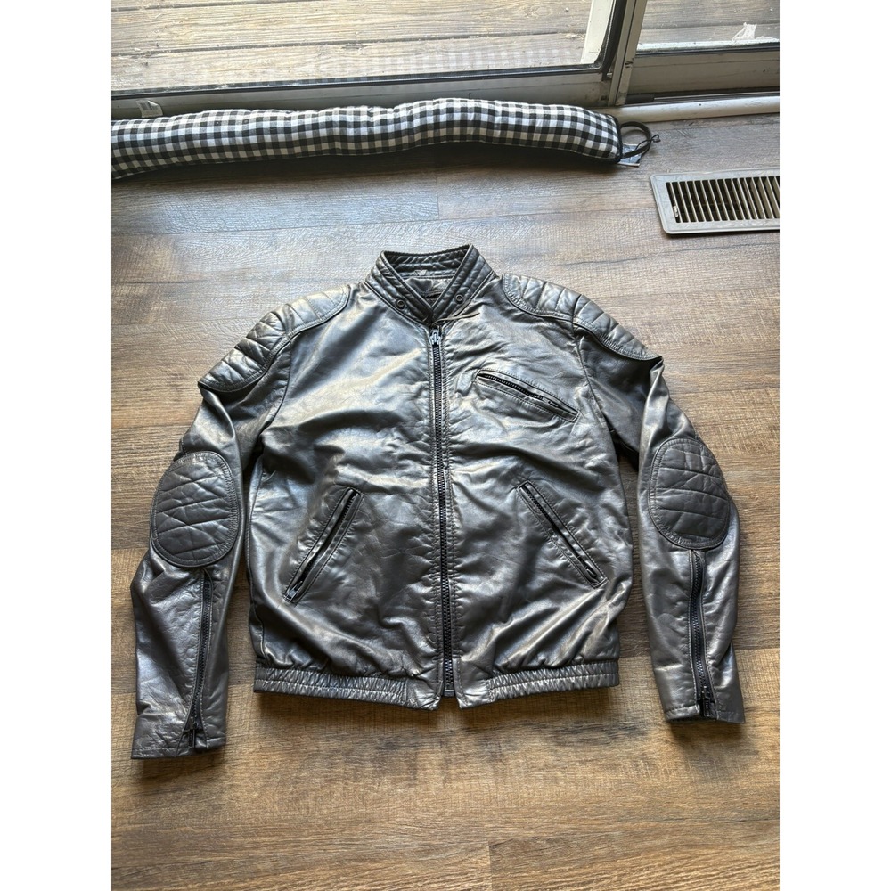 Vintage Brooks Sportswear Black Leather Sherpa Lined MOTORCYCLE JACKET 40 Padded